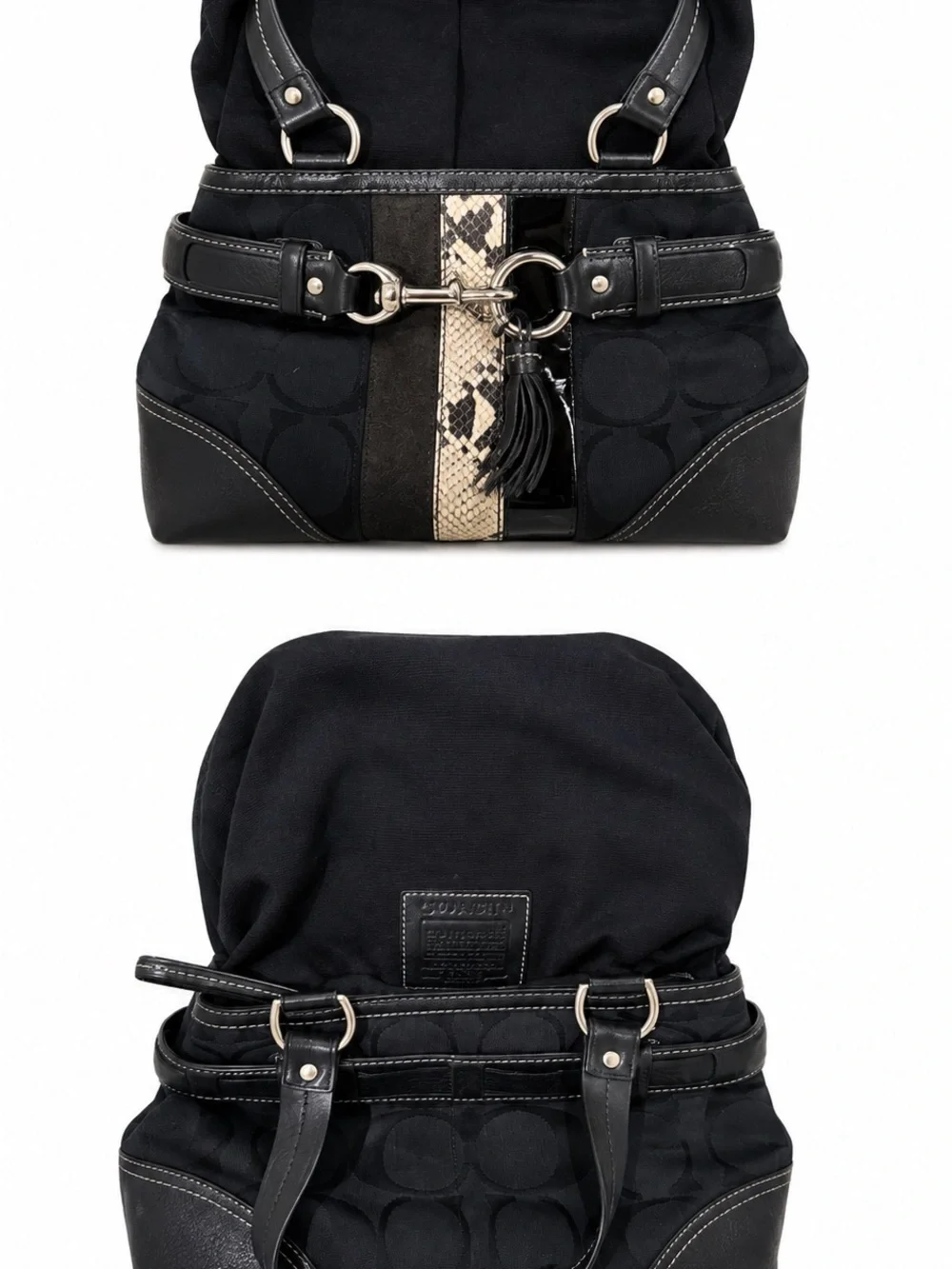 Vintage 2006 Coach Hamptons Signature Carryall 10262 Black Python Y2K Bag